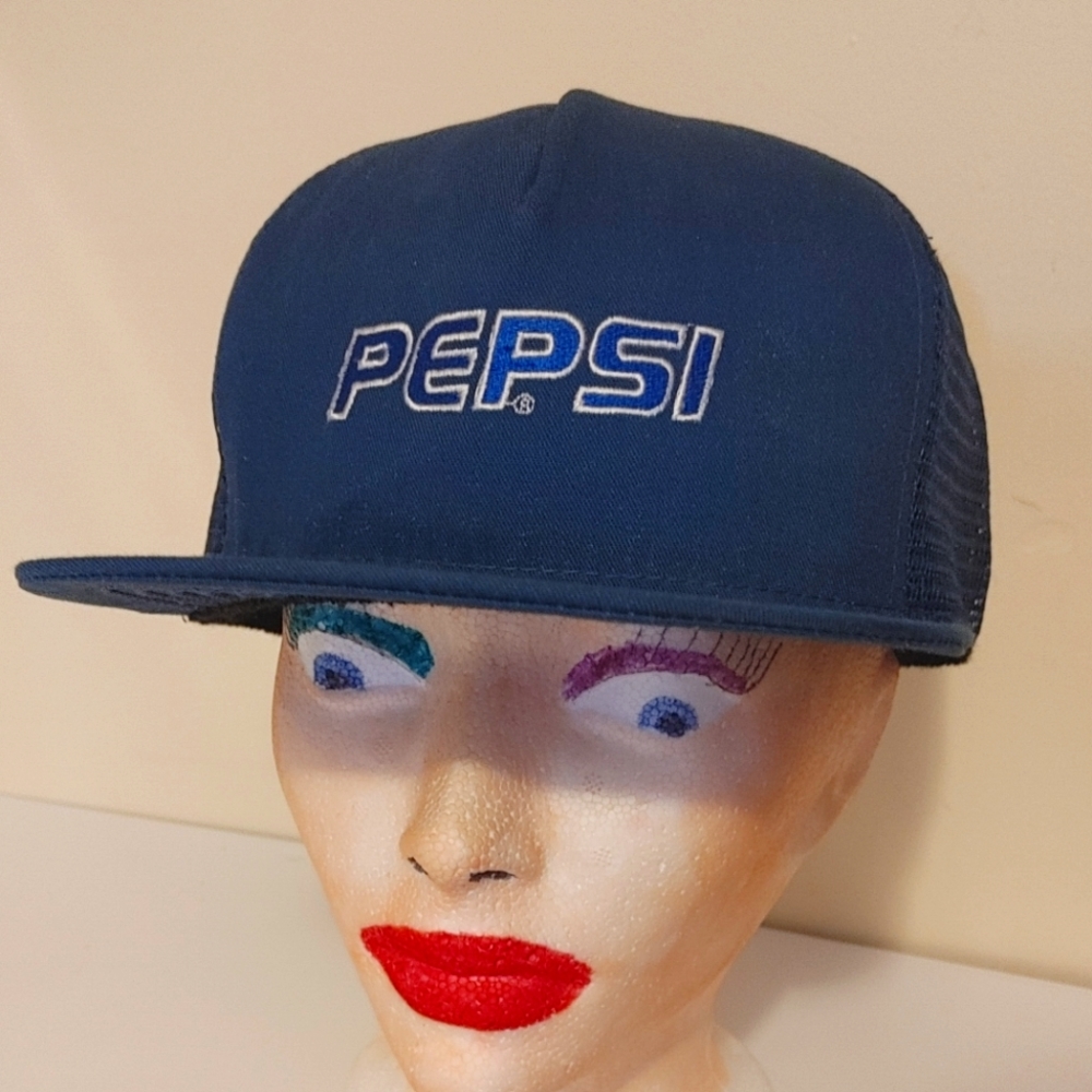 Vintage old 80's 90's Pepsi Cola Hat mesh snapback truckers style cap pop soda